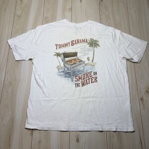 Tommy Bahama "Smoke on the Water" Graphic T-Shirt White Mens Size XL Crewneck